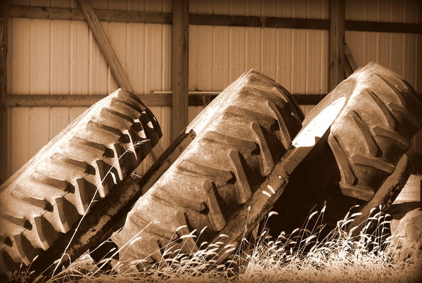 Trio of tractor tires...