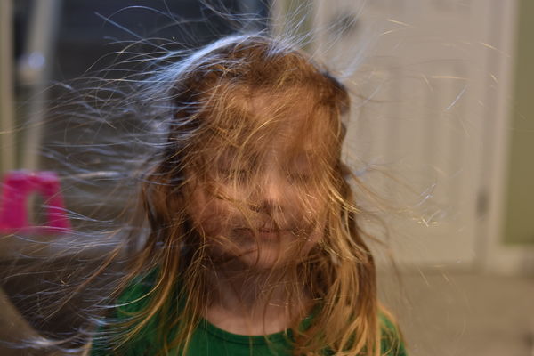 3 year old with static electricity in hair...