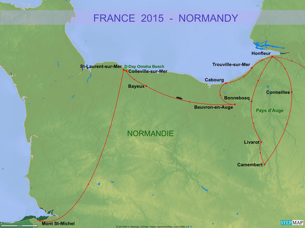 1 - Map of the Normandy segment of our Drive...