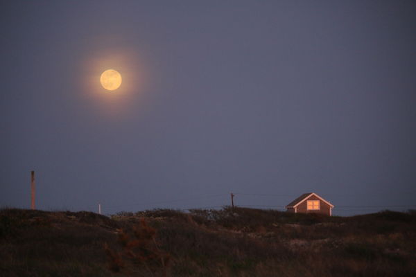Westport, Ma.  moon turned red and the window refl...