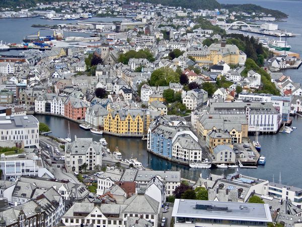 The Picture Postcard view of Alesund from atop Mt ...