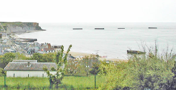 Arromanches with Mulberry harbour remains...