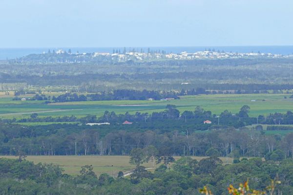Yamba in the hazy distance, at the mouth of the Cl...