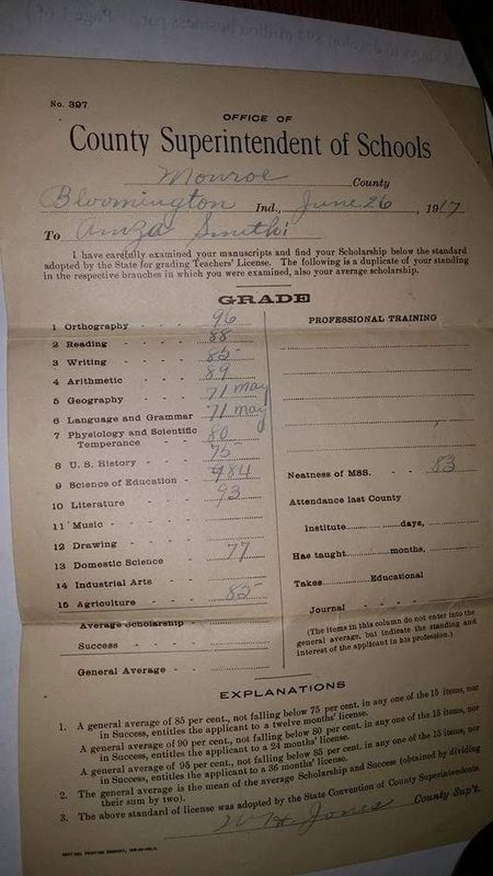 One of his high school report cards, probably his ...