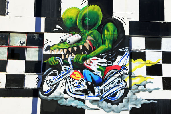 Rat Fink, south wall of Cycle Station motorcycle s...