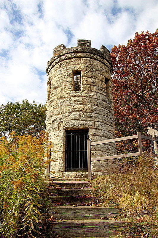 Limestone structure: Julien Dubuque Monument. Founder of Dubuque IA...