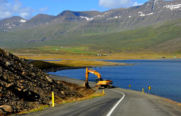 9 - Heavy equipment at work on the road at Faskrud...