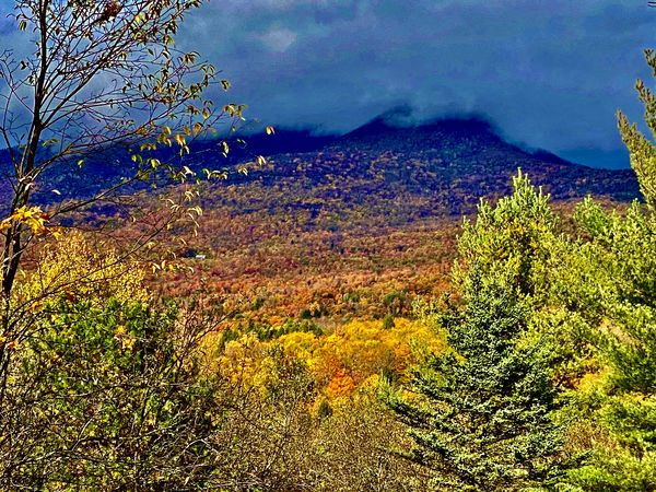 Vt. mountain shrouded with rain clouds!...
