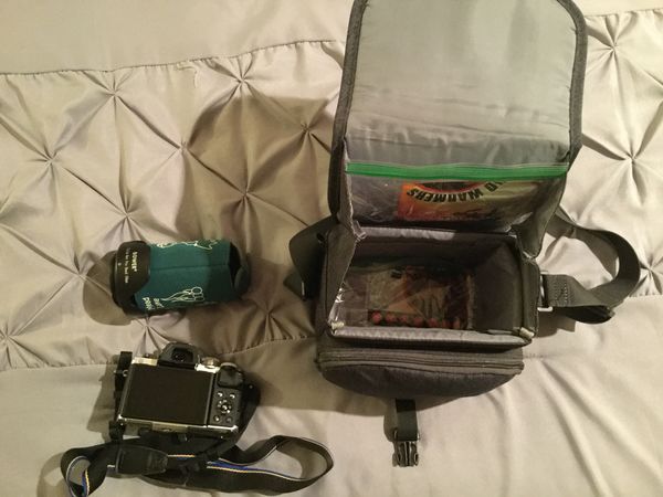 Camera bag with ziplocks taped in place....
