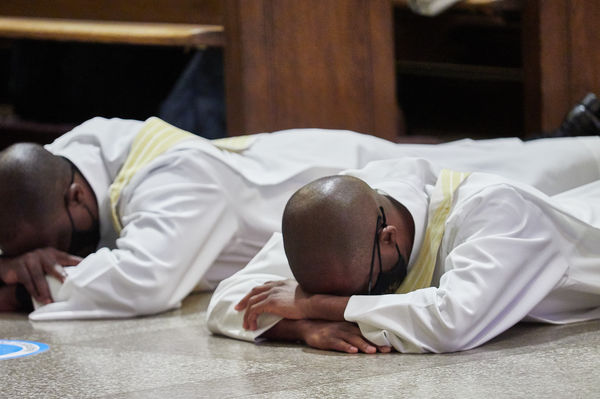 Prostration during the chanting of the litany of t...