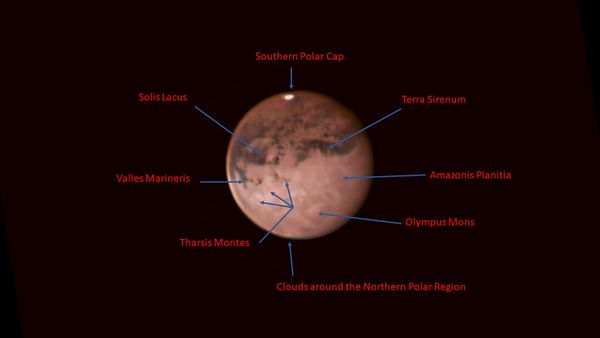 Labeled features on Mars...