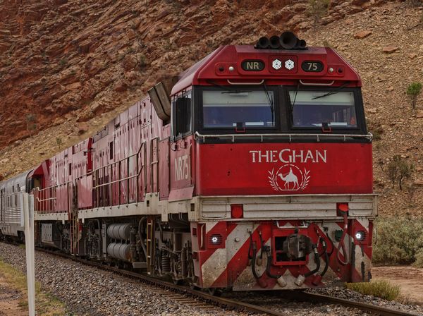 The Ghan approaching Alice Springs on Monday 16th ...