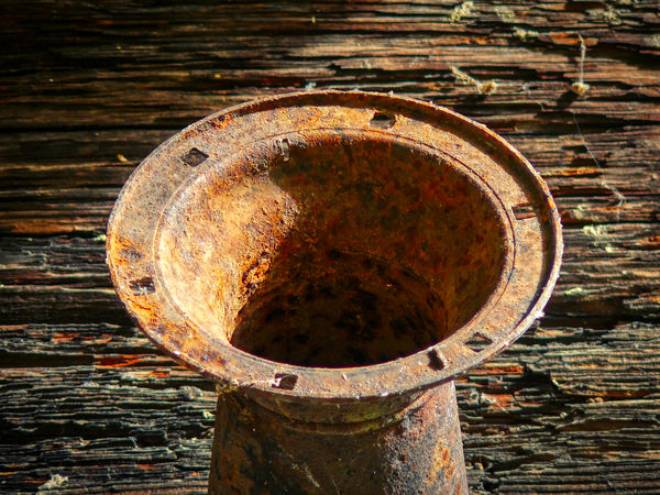 Round Rusty Stove Pipe Vent Piece...