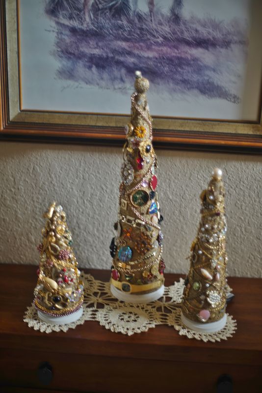 The Styrofoam cones loaded with costume jewelry fr...