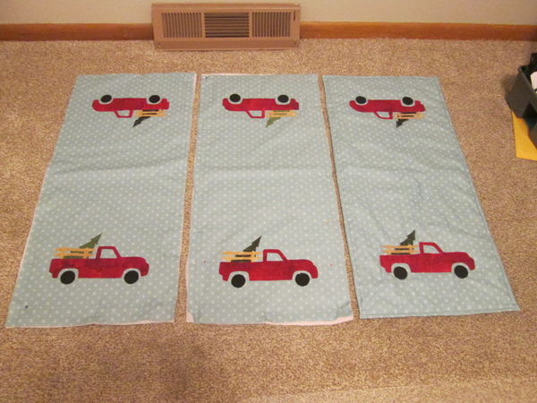 I made the 3 table runners for the gals I work wit...