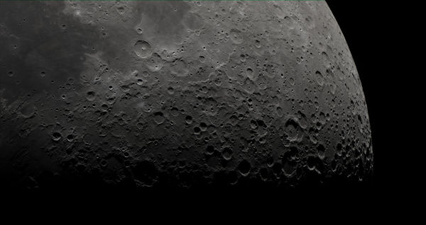 stacked video frames of the southern lunar pole...