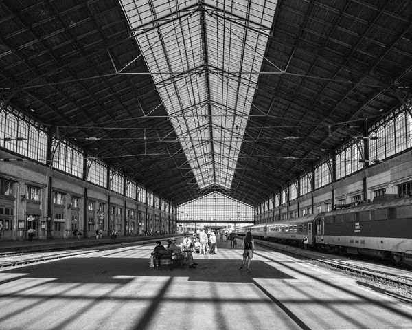 Budapest Train Station in B&W...