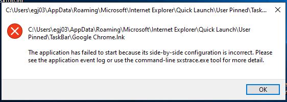 Error message when opening Chrome...