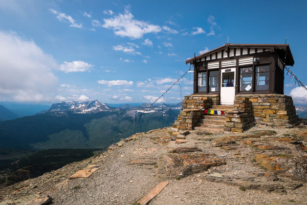 5. Fire lookout on top of Swiftcurrent Mountain....