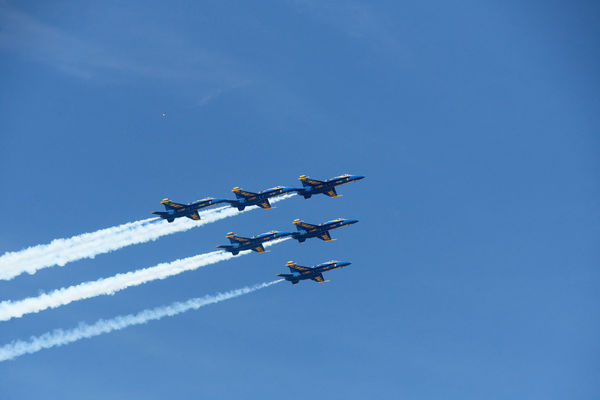 Blue Angels with Eagle/Osprey at 11 oClock...