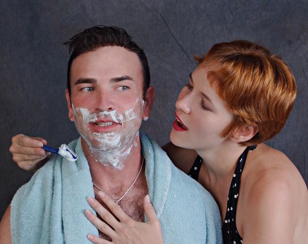 VADA with husband Jason, a close shave!...
