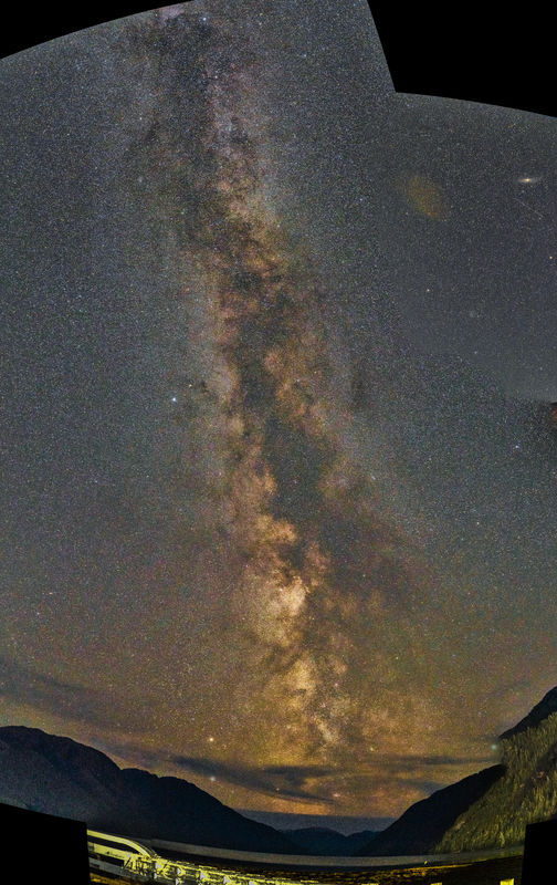Milky Way - Hyder, AK Pier - 122 Image Panorama...