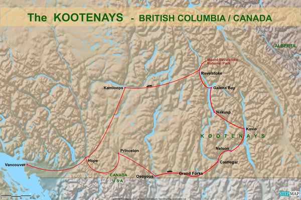 British Columbia The Kootenays 1 Map Of Drive Osoyoos Area With T1 480713 Epmap Map Canada Kootenays 