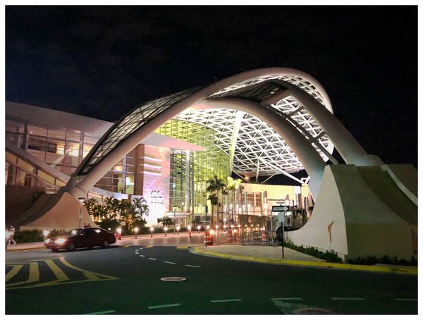 Convention Center at night, San Juan, Puerto Rico...