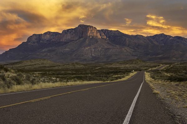 Sunrise view of the Guadalupe Mountains National P...