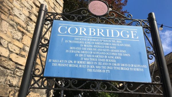 Plaque showing history of Corbridge...