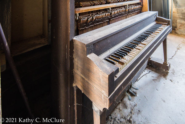 Old piano in the schoolhouse.  A few of the keys s...