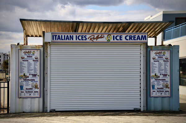 A closed ice cream stand...