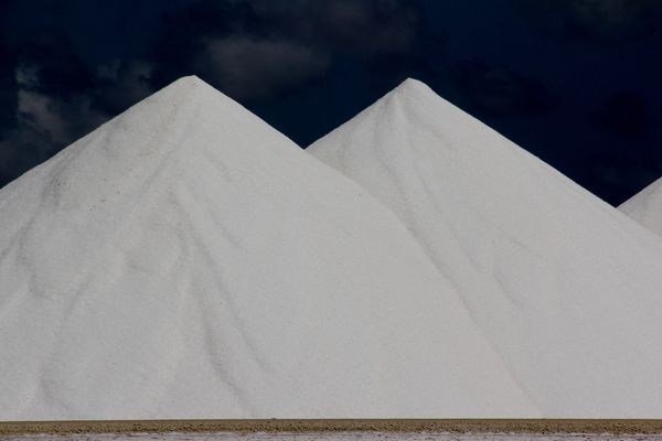Salt piles on the Caribbean island of Bonaire...