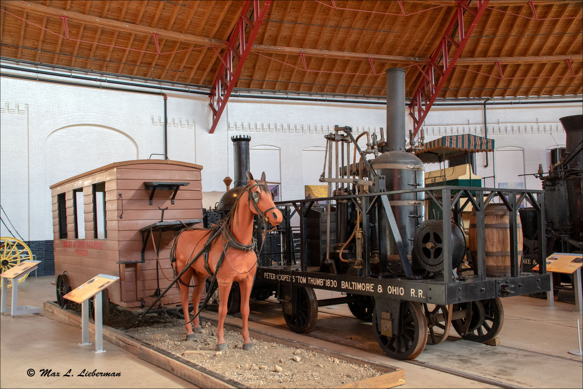 Replicas of first B&O horse drawn RR, and Tom Thum...