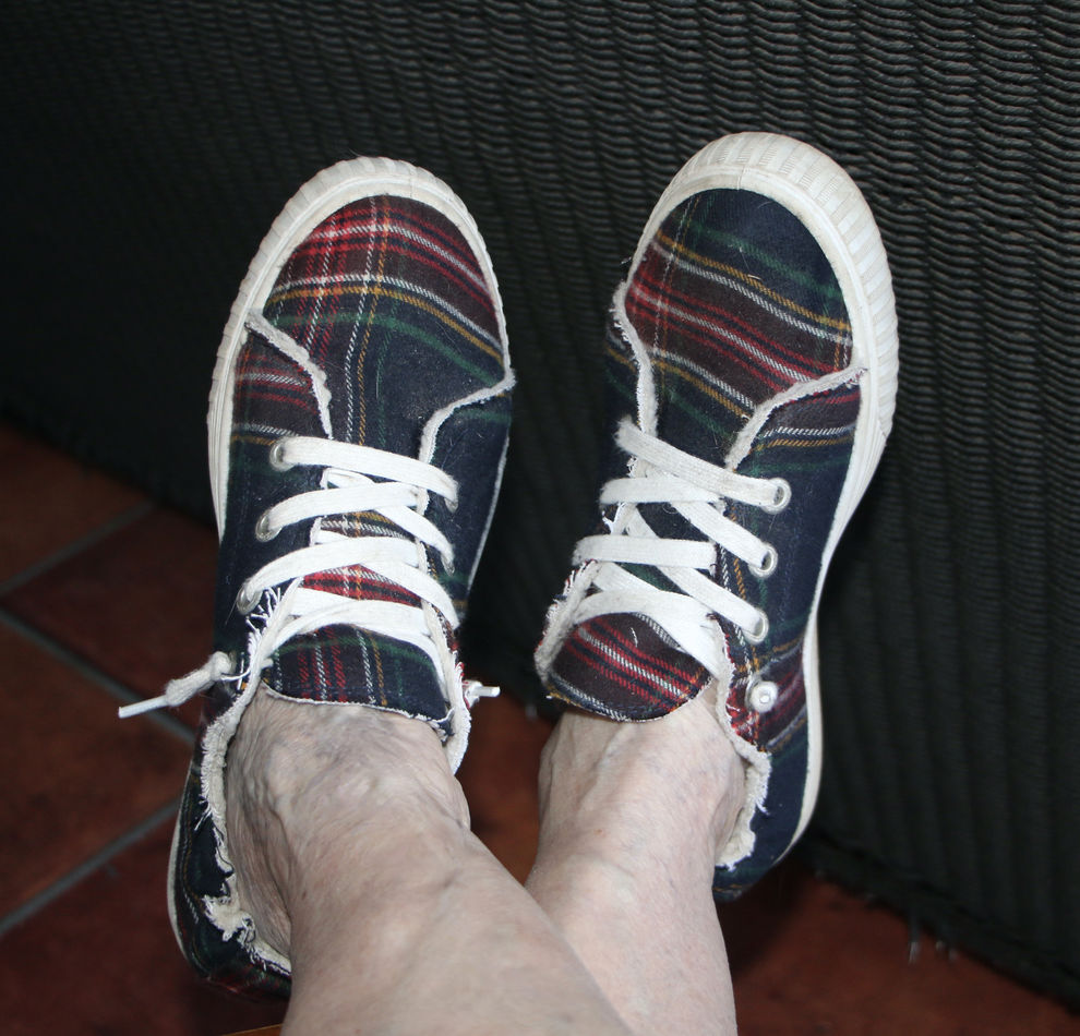 Just couldn't resist these plaid , no tie sneakers...