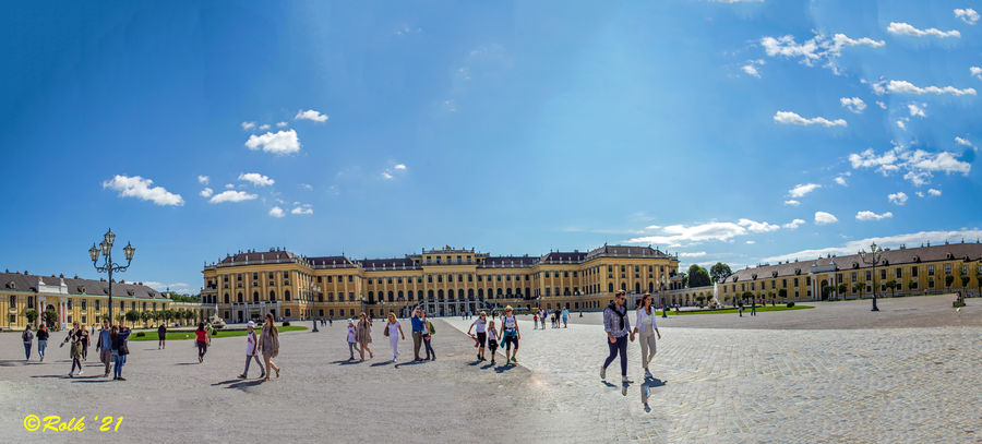 4-Panel panorama of the Schonbrunn Schloss Palace ...