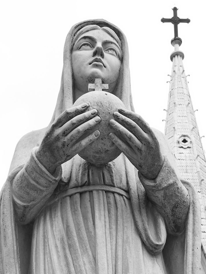 Statue of Mary in front of the Saigon Cathedral kn...