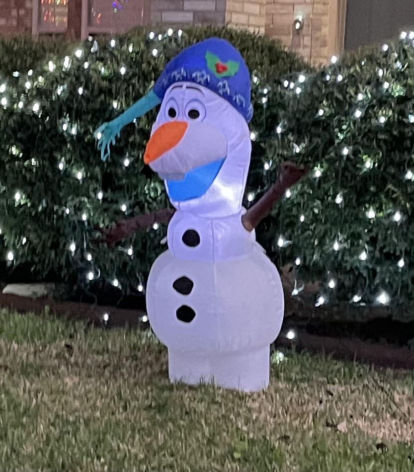 Oh yeah I saw Frosty the Olaf in our neighborhood ...
