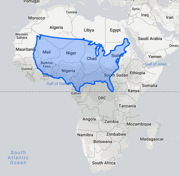 6. Africa Is Massive -- The United States is a hug...
