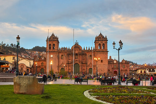 Principal square and cathedral of Cusco...