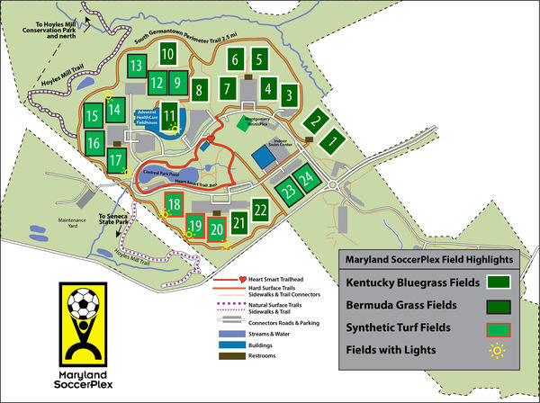 Field Map of the Maryland SoccerPlex’s 24 Soccer P...