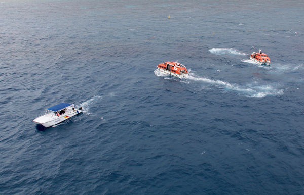 Talk about motion! These orange boats that transpo...