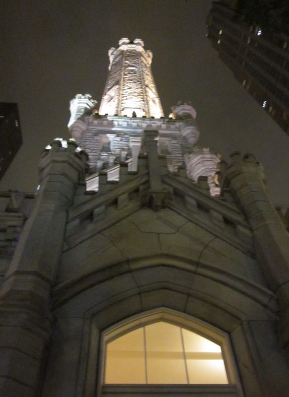 Night time shot of Chicago Water Tower...