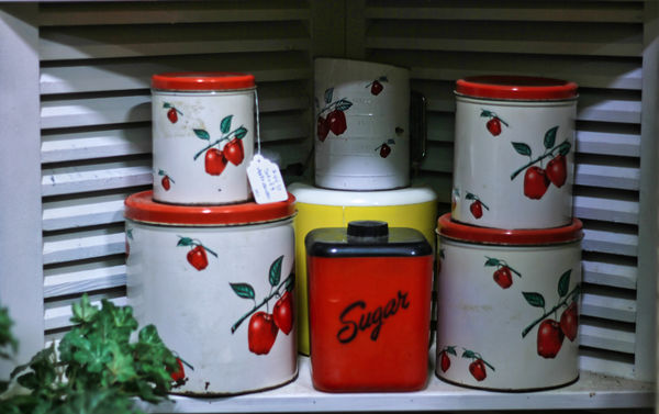 Antique Apple Canister and Sifter Set....