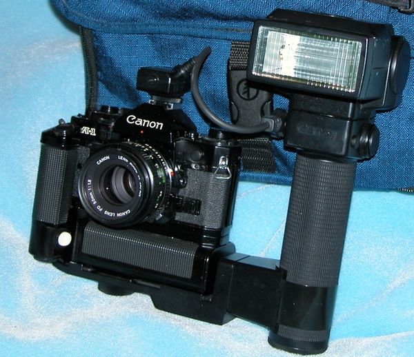 Canon A1 w MA motor drive and 533G flash...