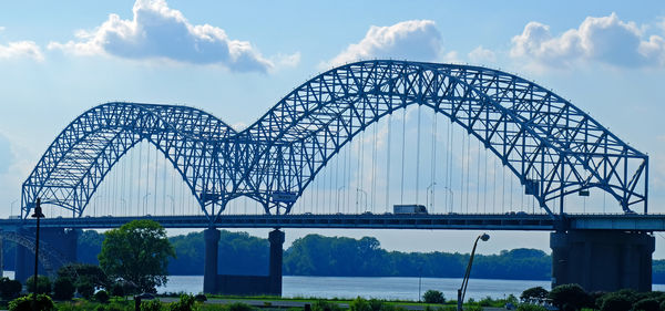 Arched highway bridge over the Mississippi River a...