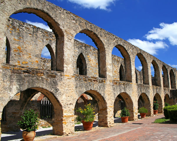 Arches at Mission San Jose in San Antonio, Texas...
