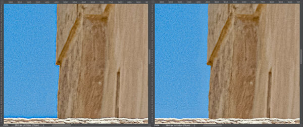 Before and after removing the sky and wall fringes...