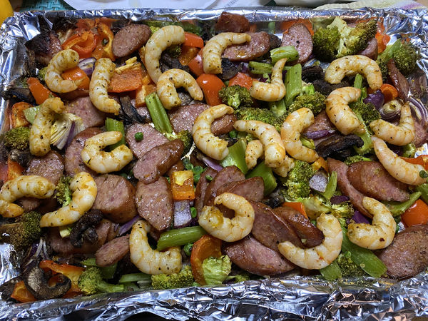 This is a Shrimp, Chorizos and Veggies, done in an...