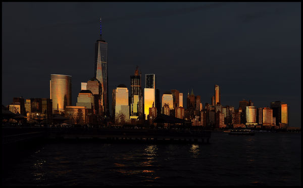 The golden glow of sunset on the Manhattan skyline...